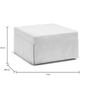 Letto pieghevole Abak, Pouf trasformabile in letto singolo, 100% Made in Italy, Pouf in tessuto da soggiorno, cm 80x80h45, Bianco