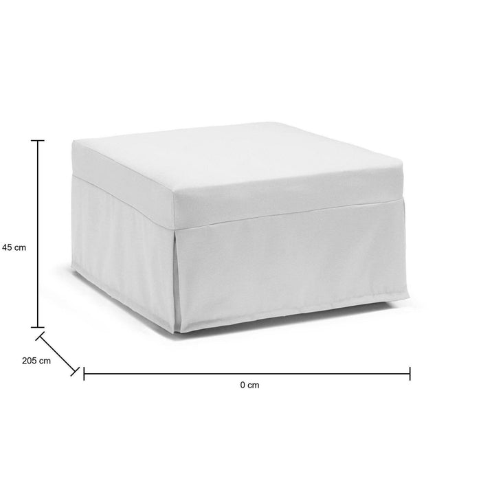 Letto pieghevole Abak, Pouf trasformabile in letto singolo, 100% Made in Italy, Pouf in tessuto da soggiorno, cm 80x80h45, Bianco