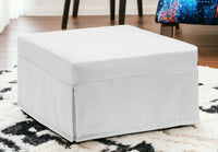 Letto pieghevole Abak, Pouf trasformabile in letto singolo, 100% Made in Italy, Pouf in tessuto da soggiorno, cm 80x80h45, Bianco