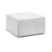Letto pieghevole Abak, Pouf trasformabile in letto singolo, 100% Made in Italy, Pouf in tessuto da soggiorno, cm 80x80h45, Bianco
