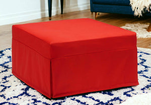 Letto pieghevole Abak, Pouf trasformabile in letto singolo, 100% Made in Italy, Pouf in tessuto da soggiorno, cm 80x80h45, Rosso