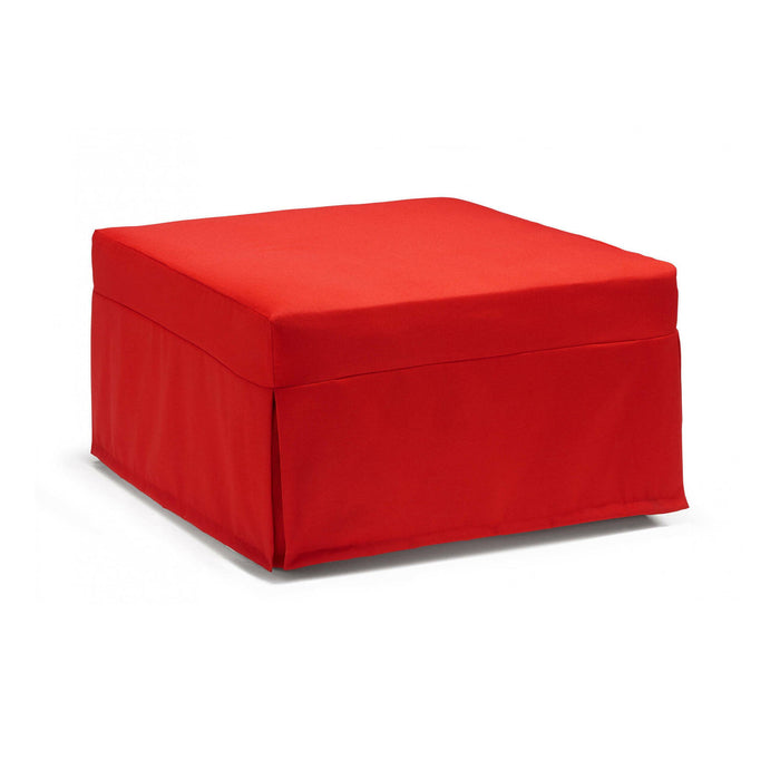 Letto pieghevole Abak, Pouf trasformabile in letto singolo, 100% Made in Italy, Pouf in tessuto da soggiorno, cm 80x80h45, Rosso