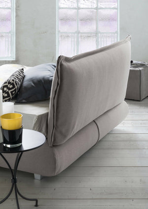 Letto matrimoniale Geras, Letto contenitore con rivestimento e testata in tessuto, Made in Italy, Apertura frontale, adatto per materasso 160x190 cm, Grigio