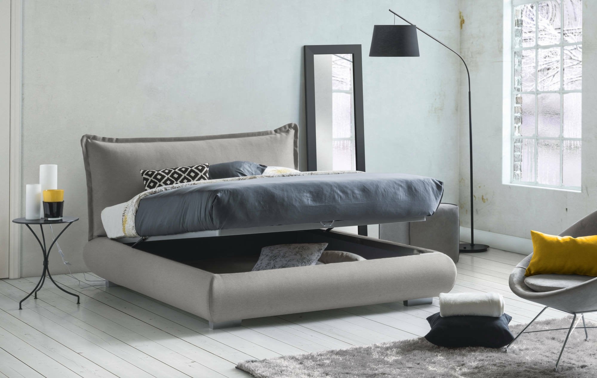 Letto Matrimoniale Geras, Letto Matrimoniale Sfoderabile Made in Italy, Grigio
