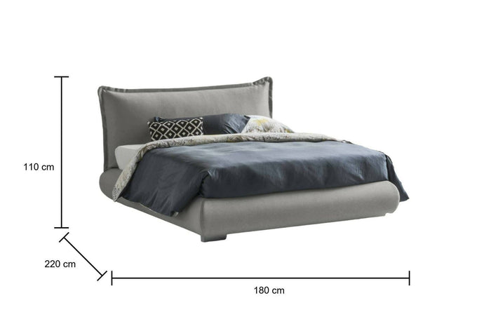Letto matrimoniale Geras, Letto contenitore con rivestimento e testata in tessuto, Made in Italy, Apertura frontale, adatto per materasso 160x190 cm, Grigio