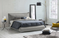 Letto matrimoniale Geras, Letto contenitore con rivestimento e testata in tessuto, Made in Italy, Apertura frontale, adatto per materasso 160x190 cm, Grigio