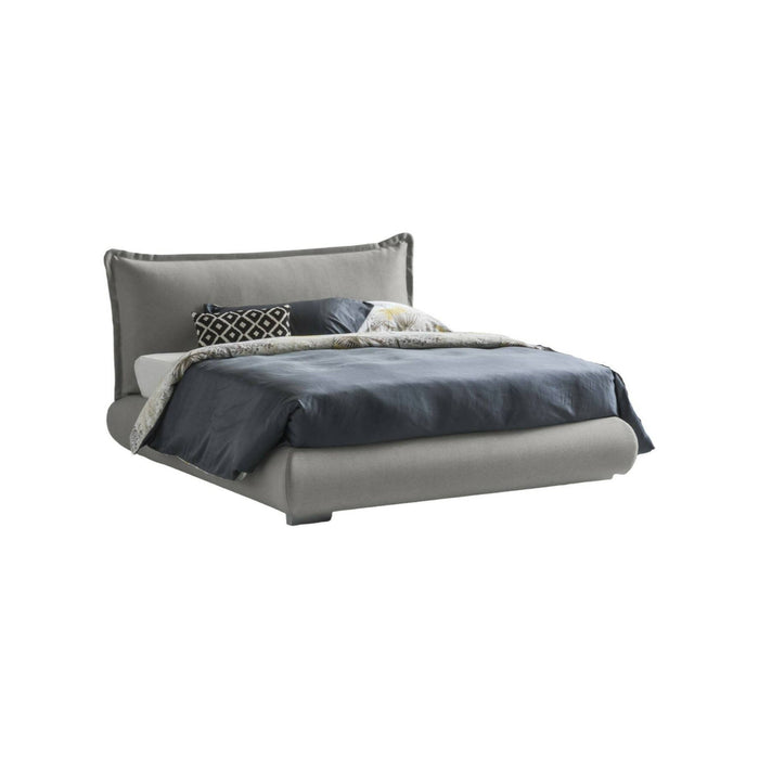 Letto matrimoniale Geras, Letto contenitore con rivestimento e testata in tessuto, Made in Italy, Apertura frontale, adatto per materasso 160x190 cm, Grigio