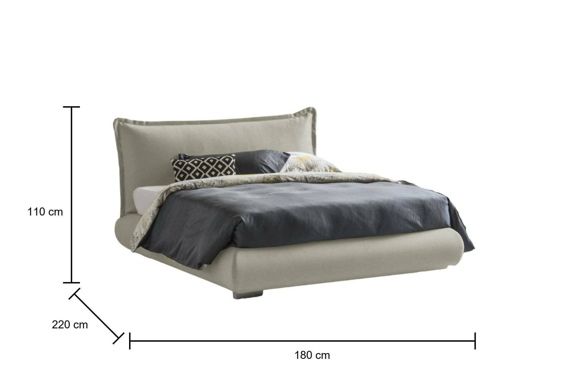Letto matrimoniale Geras, Letto contenitore con rivestimento e testata in tessuto, Made in Italy, Apertura frontale, adatto per materasso 160x190 cm, Beige