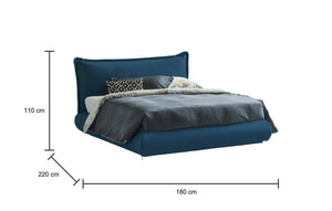 Letto matrimoniale Geras, Letto contenitore con rivestimento e testata in tessuto, Made in Italy, Apertura frontale, adatto per materasso 160x190 cm, Blu