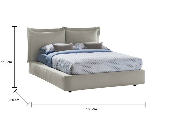 Letto matrimoniale Adi, Letto contenitore con rivestimento in tessuto, Made in Italy, Apertura frontale, adatto per materasso 160x190 cm, Beige