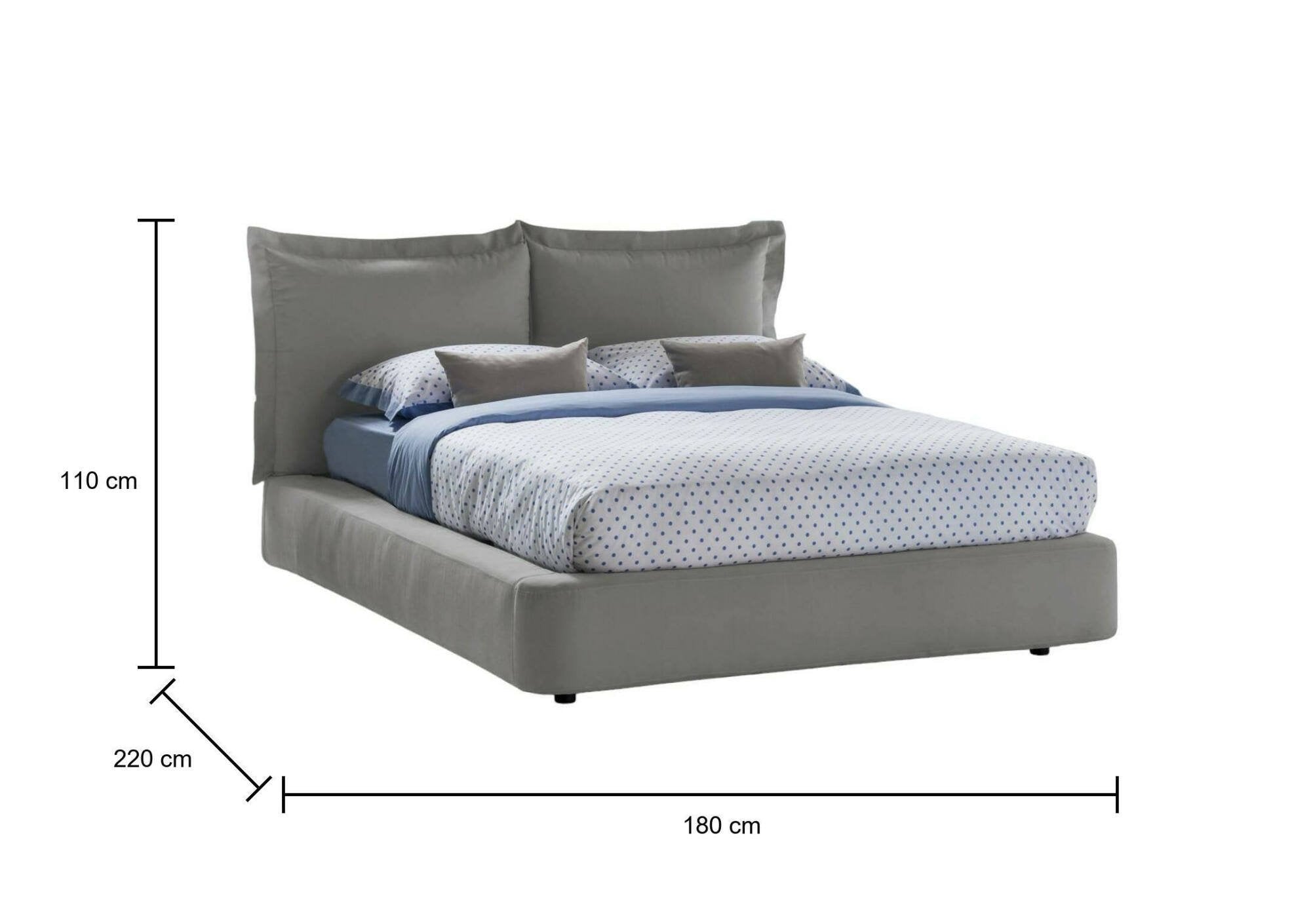 Letto matrimoniale Adi, Letto contenitore con rivestimento in tessuto, Made in Italy, Apertura frontale, adatto per materasso 160x190 cm, Grigio