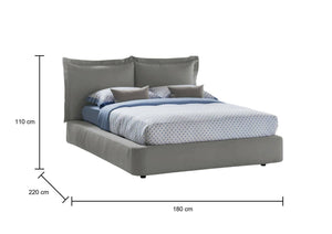 Letto matrimoniale Adi, Letto contenitore con rivestimento in tessuto, Made in Italy, Apertura frontale, adatto per materasso 160x190 cm, Grigio