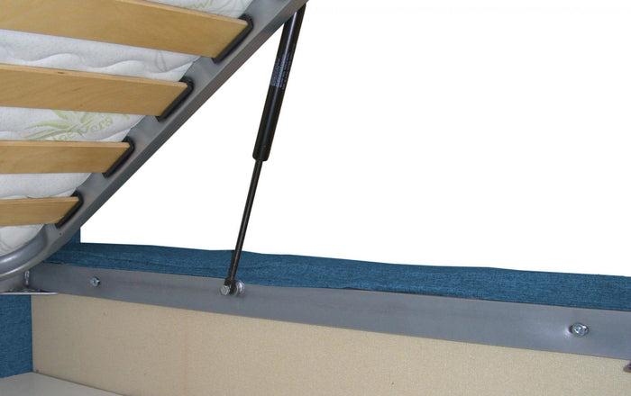 Letto matrimoniale Adi, Letto contenitore con rivestimento in tessuto, Made in Italy, Apertura frontale, adatto per materasso 160x190 cm, Blu