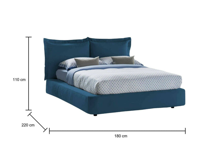 Letto matrimoniale Adi, Letto contenitore con rivestimento in tessuto, Made in Italy, Apertura frontale, adatto per materasso 160x190 cm, Blu