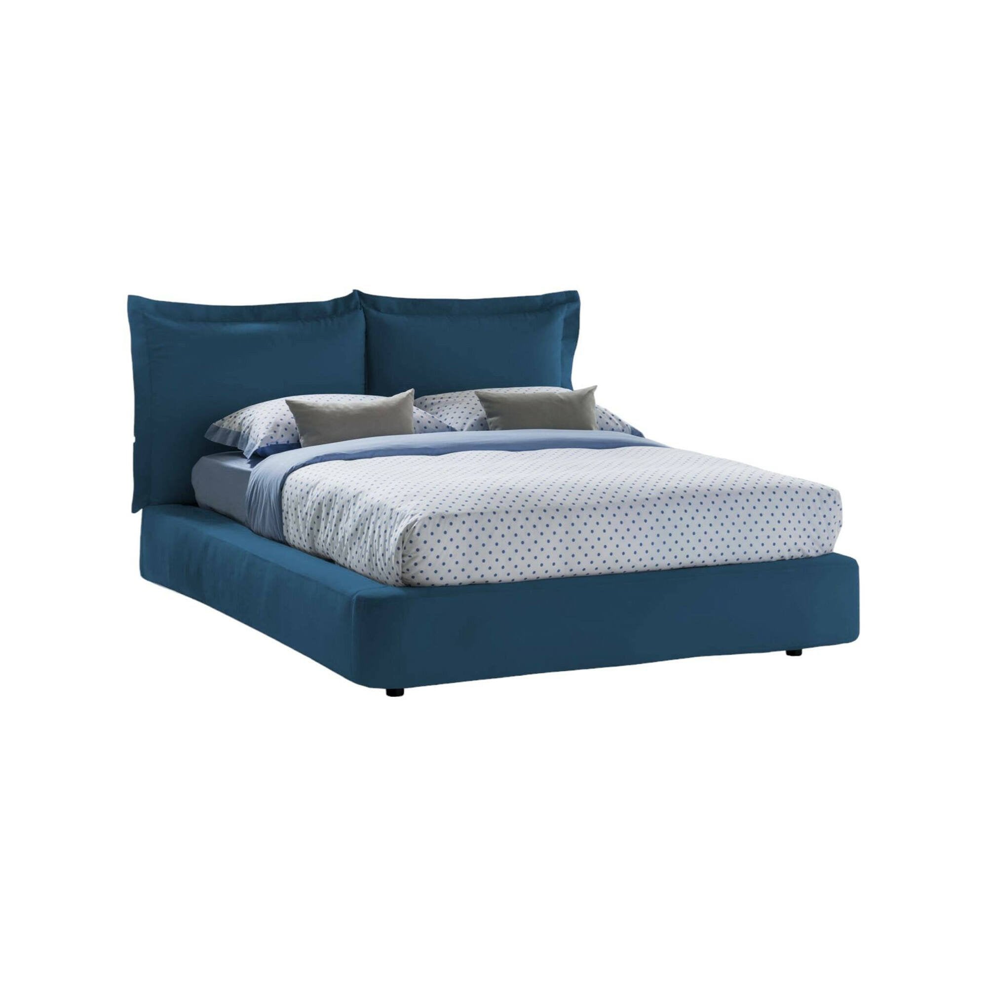 Letto matrimoniale Adi, Letto contenitore con rivestimento in tessuto, Made in Italy, Apertura frontale, adatto per materasso 160x190 cm, Blu