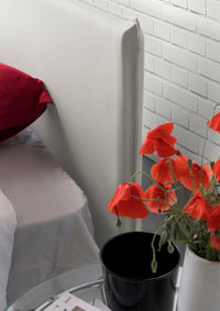 Letto singolo Aquilla, Letto contenitore con rivestimento in tessuto, Made in Italy, Apertura frontale, con materasso cm 80x190 incluso, Bianco