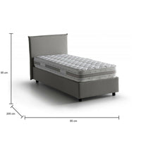 Letto singolo Astor, Letto contenitore con rivestimento in tessuto, Made in Italy, Apertura laterale, con materasso cm 80x190 incluso, Grigio