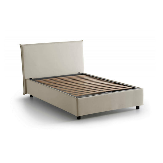 Letto piazza e mezza Anyta, Letto contenitore con rivestimento in tessuto, Made in Italy, Apertura frontale, adatto per materasso cm 120x190, Beige
