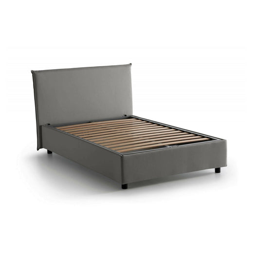 Letto piazza e mezza Anyta, Letto contenitore con rivestimento in tessuto, Made in Italy, Apertura frontale, adatto per materasso cm 120x190, Grigio