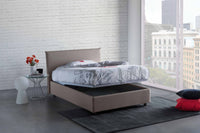 Letto piazza e mezza Anyta, Letto contenitore con rivestimento in tessuto, Made in Italy, Apertura frontale, adatto per materasso cm 120x190, Tortora