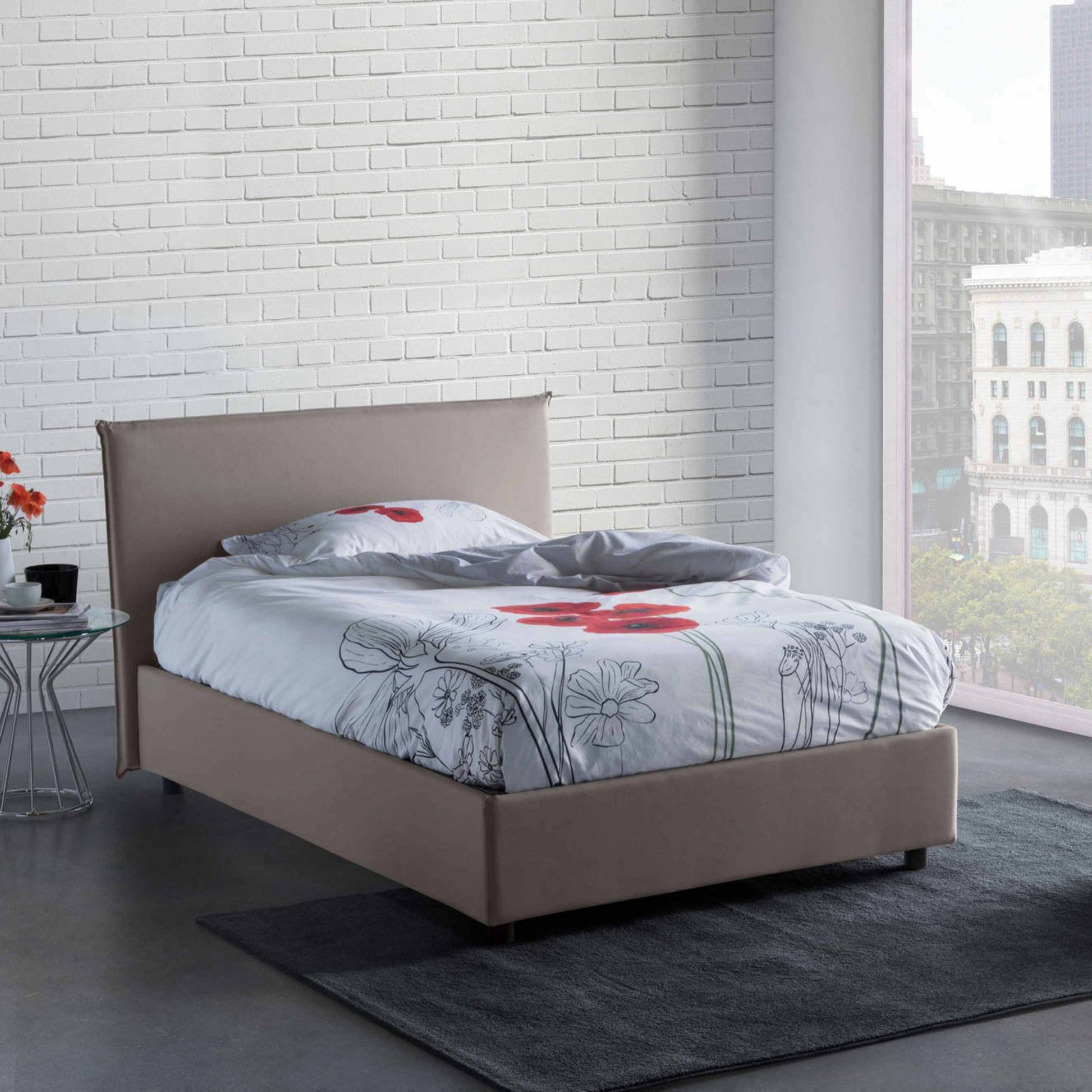 Anyta, Letto Piazza e Mezza Sfoderabile Made in Italy, Grigio Tortora