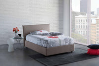 Letto piazza e mezza Anyta, Letto contenitore con rivestimento in tessuto, Made in Italy, Apertura frontale, adatto per materasso cm 120x190, Tortora
