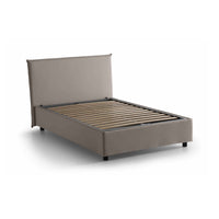 Letto piazza e mezza Anyta, Letto contenitore con rivestimento in tessuto, Made in Italy, Apertura frontale, adatto per materasso cm 120x190, Tortora