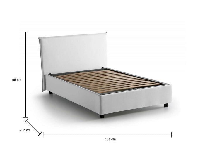 Anyta, Letto Piazza e Mezza Sfoderabile Made in Italy, Bianco