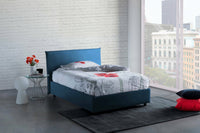 Letto piazza e mezza Alush, Letto contenitore con rivestimento in tessuto, Made in Italy, Apertura frontale, con materasso cm 120x190 incluso, Blu