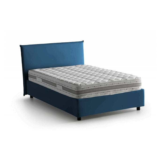 Letto piazza e mezza Alush, Letto contenitore con rivestimento in tessuto, Made in Italy, Apertura frontale, con materasso cm 120x190 incluso, Blu