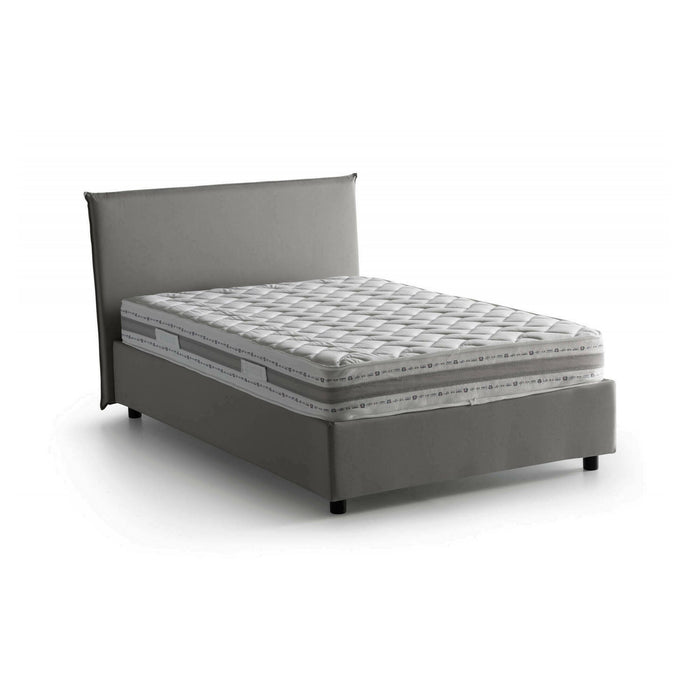 Letto piazza e mezza Alush, Letto contenitore con rivestimento in tessuto, Made in Italy, Apertura frontale, con materasso cm 120x190 incluso, Grigio