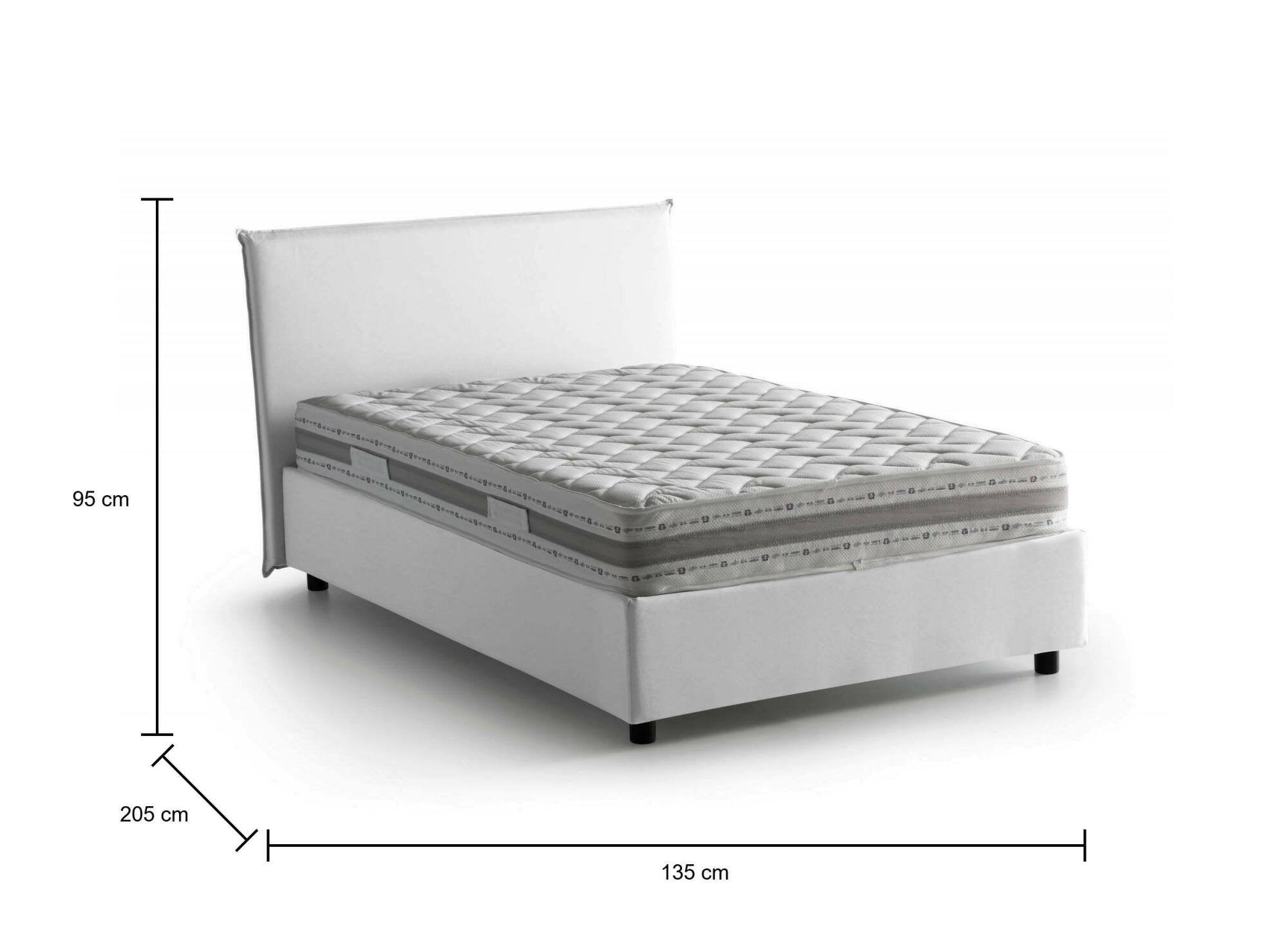 Alush, Letto Piazza e Mezza Materasso Incluso Made in Italy, Bianco