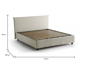 Letto matrimoniale Ashlee, Letto contenitore con rivestimento in tessuto, Made in Italy, Apertura frontale, adatto per materasso cm 160x190, Beige