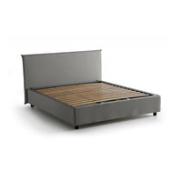 Letto matrimoniale Ashlee, Letto contenitore con rivestimento in tessuto, Made in Italy, Apertura frontale, adatto per materasso cm 160x190, Grigio