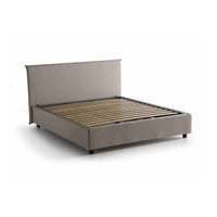 Letto matrimoniale Ashlee, Letto contenitore con rivestimento in tessuto, Made in Italy, Apertura frontale, adatto per materasso cm 160x190, Tortora