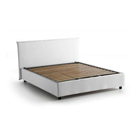 Letto matrimoniale Ashlee, Letto contenitore con rivestimento in tessuto, Made in Italy, Apertura frontale, adatto per materasso cm 160x190, Bianco