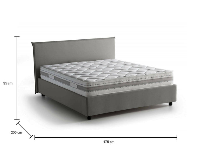 Letto matrimoniale Anassimene, Letto contenitore con rivestimento in tessuto, Made in Italy, Apertura frontale, con materasso cm 160x190 incluso, Grigio