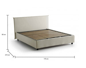 Letto matrimoniale Arcan, Letto contenitore con rivestimento in tessuto, Made in Italy, Apertura frontale, adatto per materasso cm 160x200, Beige