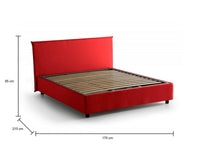 Letto matrimoniale Arcan, Letto contenitore con rivestimento in tessuto, Made in Italy, Apertura frontale, adatto per materasso cm 160x200, Rosso