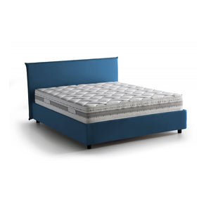 Letto matrimoniale Ariadni, Letto contenitore con rivestimento in tessuto, Made in Italy, Apertura frontale, con materasso cm 160x200 incluso, Blu