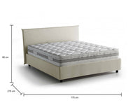 Letto matrimoniale Ariadni, Letto contenitore con rivestimento in tessuto, Made in Italy, Apertura frontale, con materasso cm 160x200 incluso, Beige