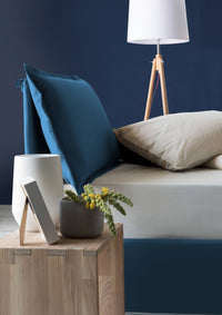 Letto singolo Alto, Letto contenitore con rivestimento in tessuto, Made in Italy, Apertura frontale, adatto per materasso cm 80x190, Blu