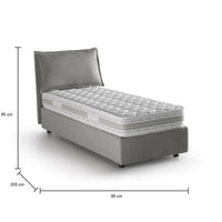 Letto singolo Armaduk, Letto contenitore con rivestimento in tessuto, Made in Italy, Apertura frontale, con materasso cm 80x190 incluso, Grigio