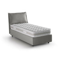 Letto singolo Armaduk, Letto contenitore con rivestimento in tessuto, Made in Italy, Apertura frontale, con materasso cm 80x190 incluso, Grigio
