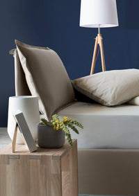 Letto singolo Armaduk, Letto contenitore con rivestimento in tessuto, Made in Italy, Apertura frontale, con materasso cm 80x190 incluso, Tortora