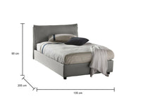 Letto piazza e mezza Attinia, Letto contenitore con rivestimento in tessuto, Made in Italy, Apertura frontale, con materasso cm 120x190 incluso, Grigio
