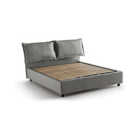 Letto matrimoniale Anjin, Letto contenitore con rivestimento in tessuto, Made in Italy, Apertura frontale, adatto per materasso cm 160x190, Grigio