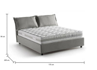 Letto matrimoniale Amelinda, Letto contenitore con rivestimento in tessuto, Made in Italy, Apertura frontale, con materasso cm 160x190 incluso, Grigio