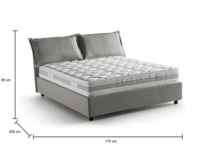Letto matrimoniale Amelinda, Letto contenitore con rivestimento in tessuto, Made in Italy, Apertura frontale, con materasso cm 160x190 incluso, Grigio