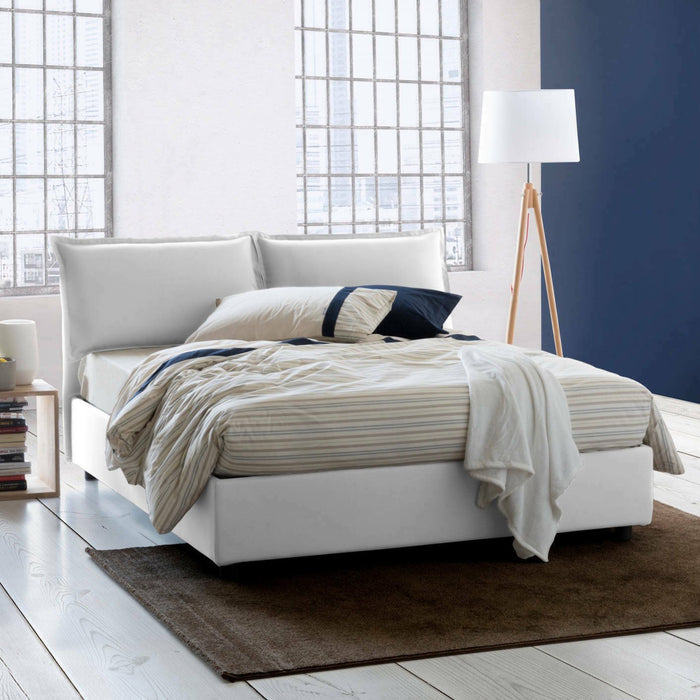 Letto Matrimoniale Aris, Letto Matrimoniale Sfoderabile Made in Italy, Bianco